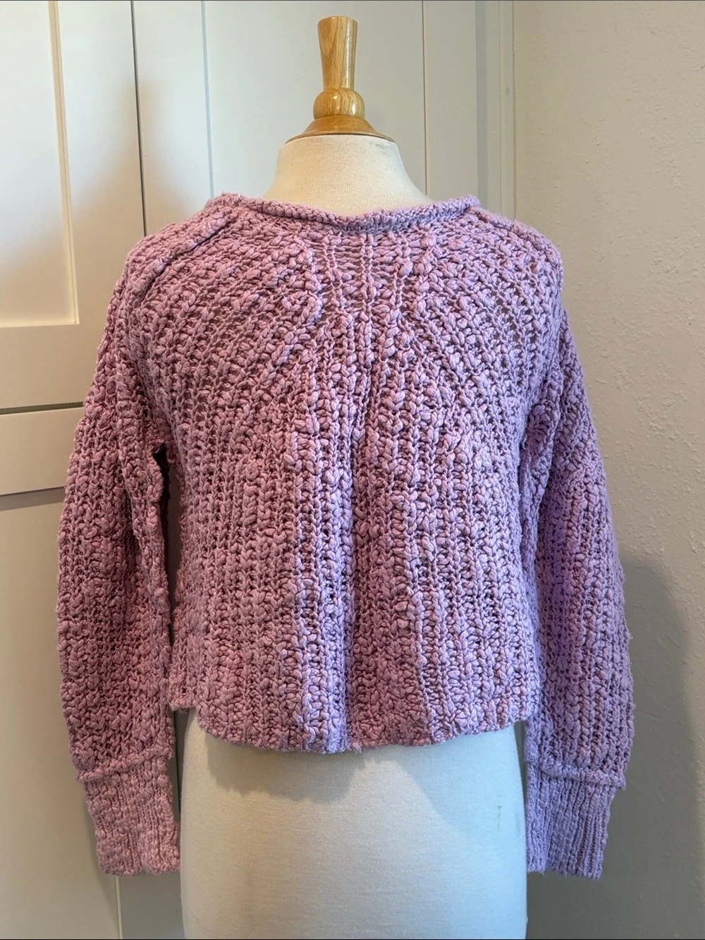 Free People In A Swirl Lilac Boutique Open-Knit Pullover Size XS